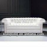 White Leather Chesterfield Sectional Sofa