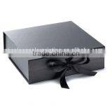 Black Gift Box With Ribbon Closure/Luxury Gold Stamping Logo thumbnail-2