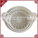 Eco-friendly 3-pc Food or Sundries Receiving Plastic Weave White Wicker Basket thumbnail-2