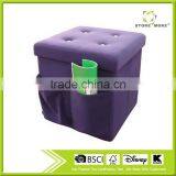 Purple Velvet Storage Stool Magazine Holder Folding Storage Ottoman thumbnail-1