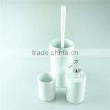 Lotion Dispenser, Toilet Brush Holder, Tumbler Accessory White Ceramic Bathroom Sanitary 3 Set thumbnail-2