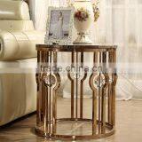 Gold Marble Top Metal Side Table thumbnail-3