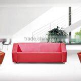 Yellow / Orange Leather Sectional Sofa Set thumbnail-2