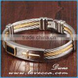 Men's Bracelet 3 Rows Wire Chain Bracelets Bangles Punk Rock Stainless Steel Cross Bracelet Men Christian Men Jewelry thumbnail-3