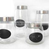 Zibo Fashion Big Bottom Glass Apothecary Jars With the Blackboard Painted & Metal Lid thumbnail-1