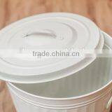 Galvanized Iron Compost Bin Trash Bin Laundry Bin Flower Planter With Handle and Lid thumbnail-4