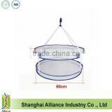 White Blue Double Layer 60cm Dia Folded Clothes Hanging Dryer Basket(TM-CPH-018) thumbnail-1