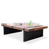 Furniture Coffee Table Rustic Stye Rectangular Shape Combination Solid Teak Wood And Metal thumbnail-2