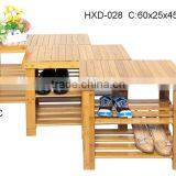 2-tier Shoe Bench Boot Organizing Rack Entryway Storage Shelf 100% Bamboo thumbnail-3