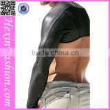 Black Long Sleeve Men Leather Club Wear NO MOQ thumbnail-6