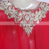 RED SILVER EMBROIDERED Georgette CAFTAN Kaftan Tunic Poncho Zip Cover up thumbnail-4