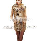 CX-G-B-179B Fox Fur Collar Hand Knitting Real Comfort Rabbit Fur Clothing thumbnail-1
