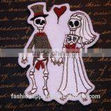 Custom High Quality Embroidered Creative Skulls Couples Patch for Clothes Embroidery Patch Made in China Choose Size/color thumbnail-3