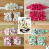 Hot 2014 Fashion Popular Children's Hand Stitching Chiffon Rhinestone Flower Hair Band Foot Flower Set and Baby Wrist Flower thumbnail-1