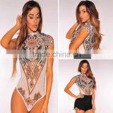 2017 Europe and the United States Sexy Women's Flowers Embroidery Sleeveless Hollow Hanging Neck Piece Pants thumbnail-3