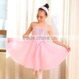Unique Styles Sequin Kids Party Dresses With Belt --soft Tulle Skirt- Group Dance Skirt