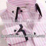 Beautiful Stripe 100% Natural Cotton Men's Business Dress Shirt With Double Collar and Six Corners Cuff and S,M,L,XL,XXL thumbnail-1