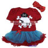Baby Girls Red Blue Pirate Bodysuit Jumpsuit Romper Pettiskirt Headband NB-18M thumbnail-1