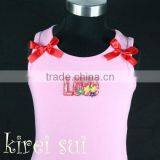 Girls Light Pink Tank Tops With Red Love ZV02 thumbnail-1