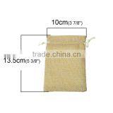 Wholesale Drawstring Rectangle Pale Yellow Burlap Jewelry Bags thumbnail-2