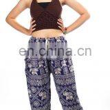 Drawstring Elephants Stamp Pattern Boho Baggie Ginnie Yoga Aladin Thoursers Pants thumbnail-2