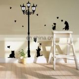 Attractive PVC Wall Sticker Cute Cats and Butterfly with Light Home Decoration