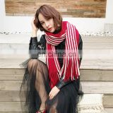 Hot sale stripe with tassel fashion scarves