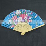 21cmL personalized bamboo folding hand held fabric fans wholesale