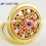 flower decoration gold metal pocket mirror