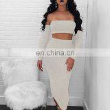 Shiny Party Sexy Dress Women Hollow Out Strapless Tie-up Fashion Dress Fashion Long Sleeve Pleated Dresses Slim Set thumbnail-5