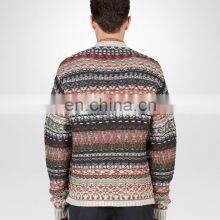 V Neck Multicolor Striped Cashmere Cardigan Sweater For Men thumbnail-3