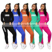 Wholesale Custom Logo Women 2 Piece Clothing Pullover Fitness Pants Tracksuit Sweatshirts Hoodie Set