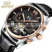 KINYUED J010 High End Mechanical Watches Leather Band Pendulum Automatic Movement Men Watch thumbnail-1