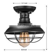 2021 Vintage Metal Cage Pendant Lighting Semi Flush Mounted Iron Ceiling Light Lamp Hanging Chandelier thumbnail-2