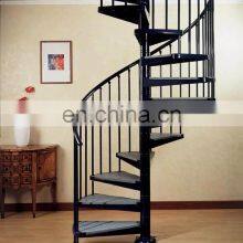 Carbon Steel Structure Iron Balustrade Staircase Wooden Interior Carbon Steel Spiral Staircase thumbnail-2
