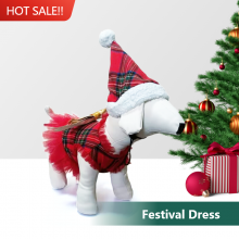 Red Plaid Skirt Dog Dress/ Dog Red Dress/ Christmas Dog Cute Dress/ Golden Bow Cute Dog Dress/