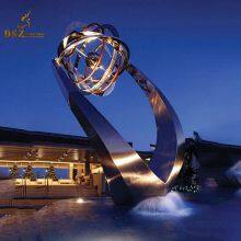 Stainless Steel Large Outdoor Water Fountains With Lights and Globe DZM-1413 thumbnail-4