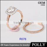2016 Hot Sales Rose14K Solid Gold Jewelry Ladies Rings Set AAAAA CZ thumbnail-2