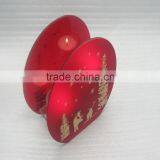 2016 Hottest Wholesale Round Shape Christmas Red Frosted Glass Candle Holder thumbnail-3