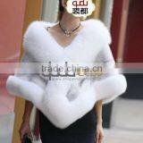 QD11655 Winter Fur Shrugs And Wraps Genuine Whole-hide Mink Fur Shawls With Fox Fur Trim thumbnail-1