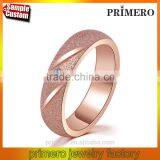 Hot Sale Jewelry Matte Texture 18k Rose Gold Plated Stainless Steel Single Stone Ring Designs thumbnail-1