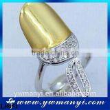 Hot Korean Charm Gold&Silver Plated Exquisite Filled Rhinestone Crystal Nail Rings for Women Jewelry L0051