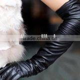 2014 Women Fahion Black Leather Long Glove for Party