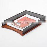 Metal Mesh Document Tray/desk Tray/file Tray With Wooden Bottom B83151 thumbnail-1