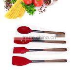 4-Piece Silicone Kitchen Cooking Utensils With Rubber Wood Handle Of Cooking utensils With FDA LFGB Certification