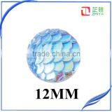 Resin Sew on Stone Round Shape With Fish Scales Red Color Flatback Rhinestone Beads thumbnail-1