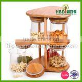 Glass Jar With Two Tier Bamboo Rack Wholesale thumbnail-3