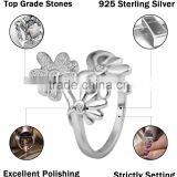 2015 Wholesale 925 Sterling Silver Ring Three Sunflower Pave Setting Ring thumbnail-2