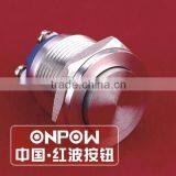 ONPOW 19mm Super Flat / High Round Actuator IP65 Stainless Steel Pushbutton Switch ( GQ19PH-10/S) CE, RoHS