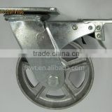 Roller Bearing Swivel Industrial Cast Iron Caster Wheel With Double Brake